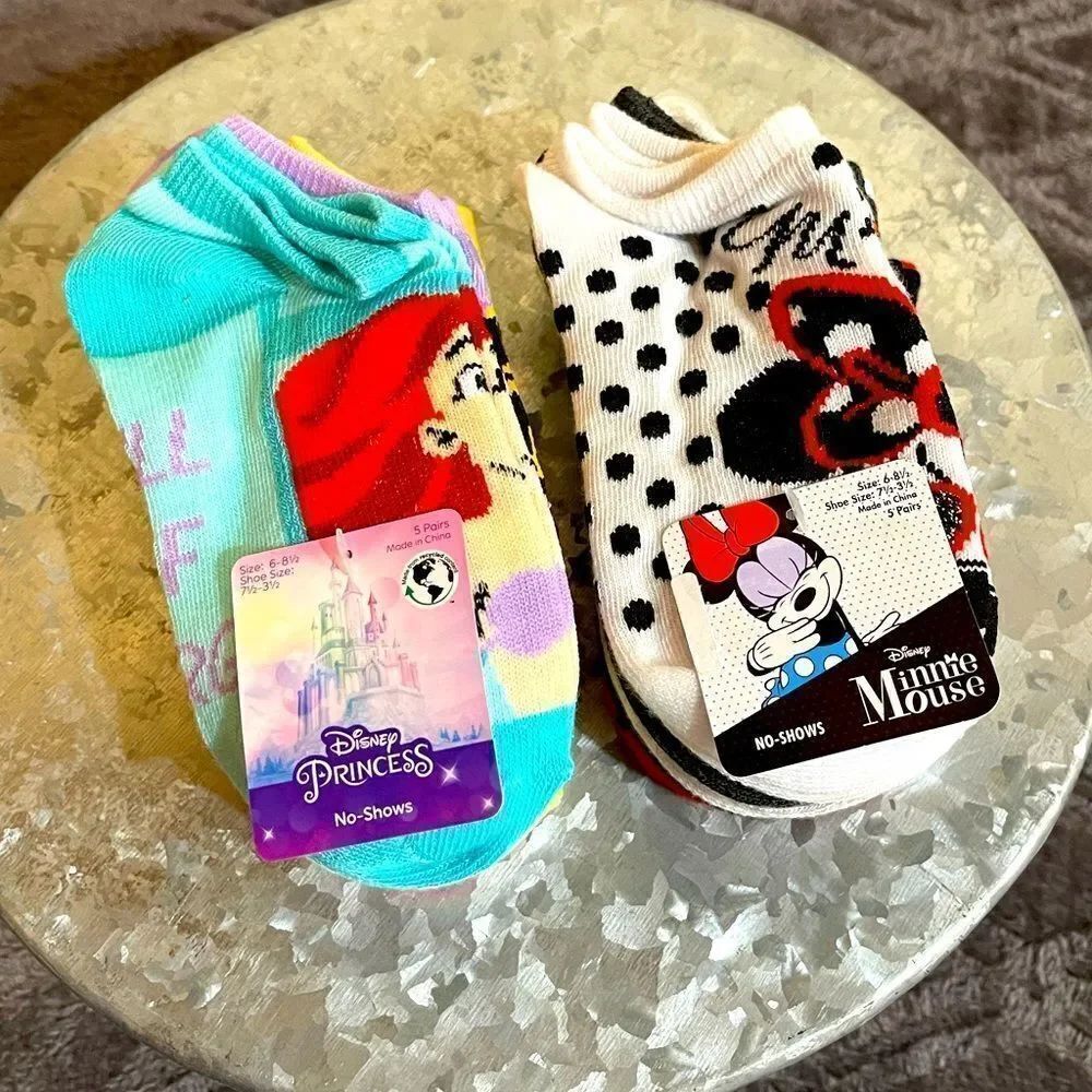 Disney girls socks Minnie Mouse & Princess 6-8 1/2
